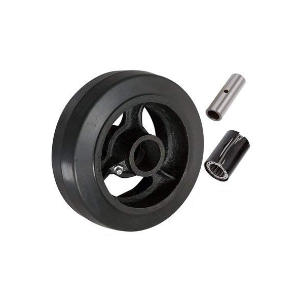 6"x2" Rubber ON CAST Iron Wheel, 500 LBS Capacity